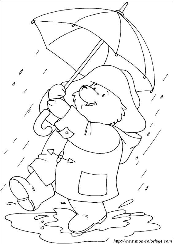 Coloring paddington bear page raining paddington to print out or color online