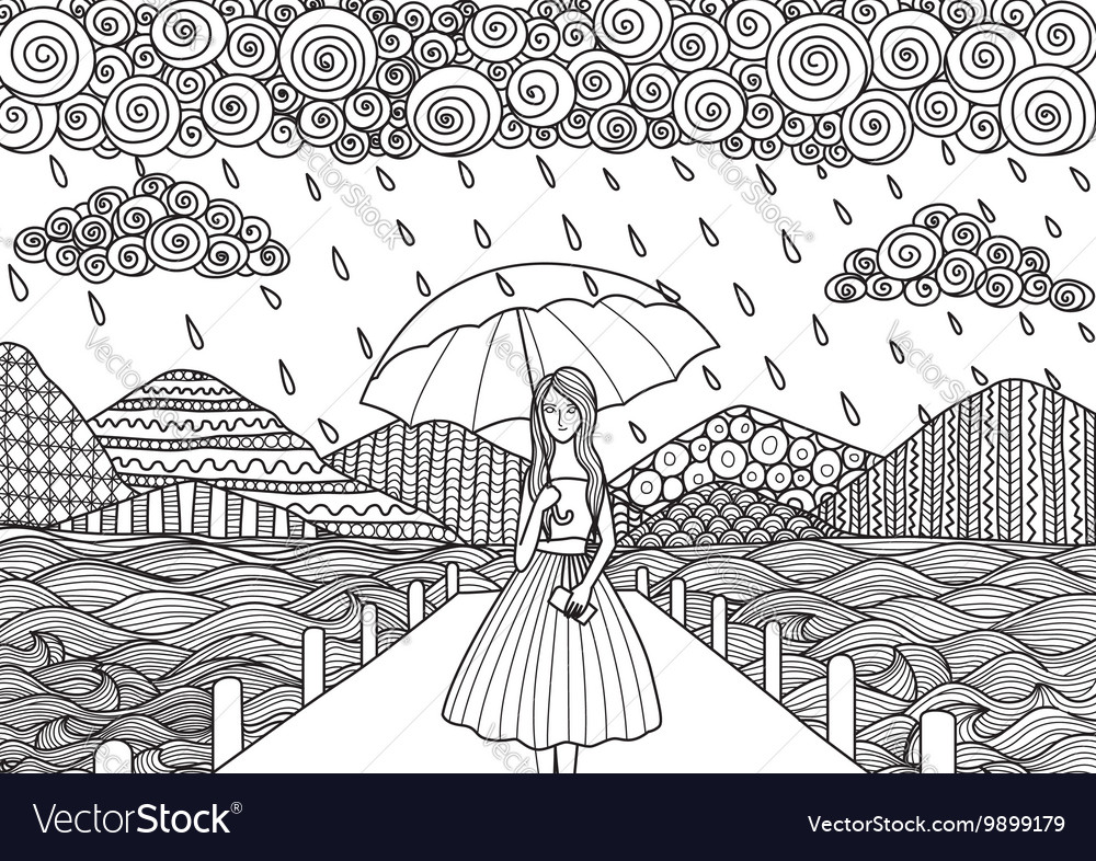 Rainy day coloring royalty free vector image