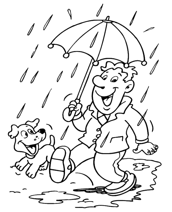 Rainy day coloring sheet for kids