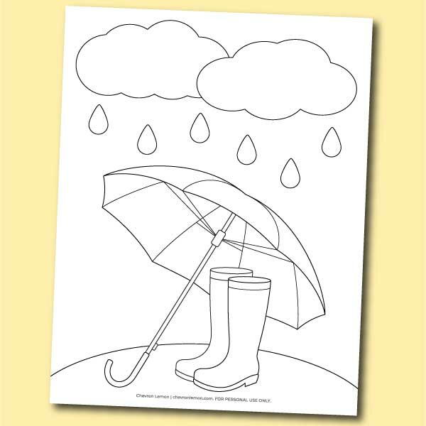 Printable rainy day coloring page