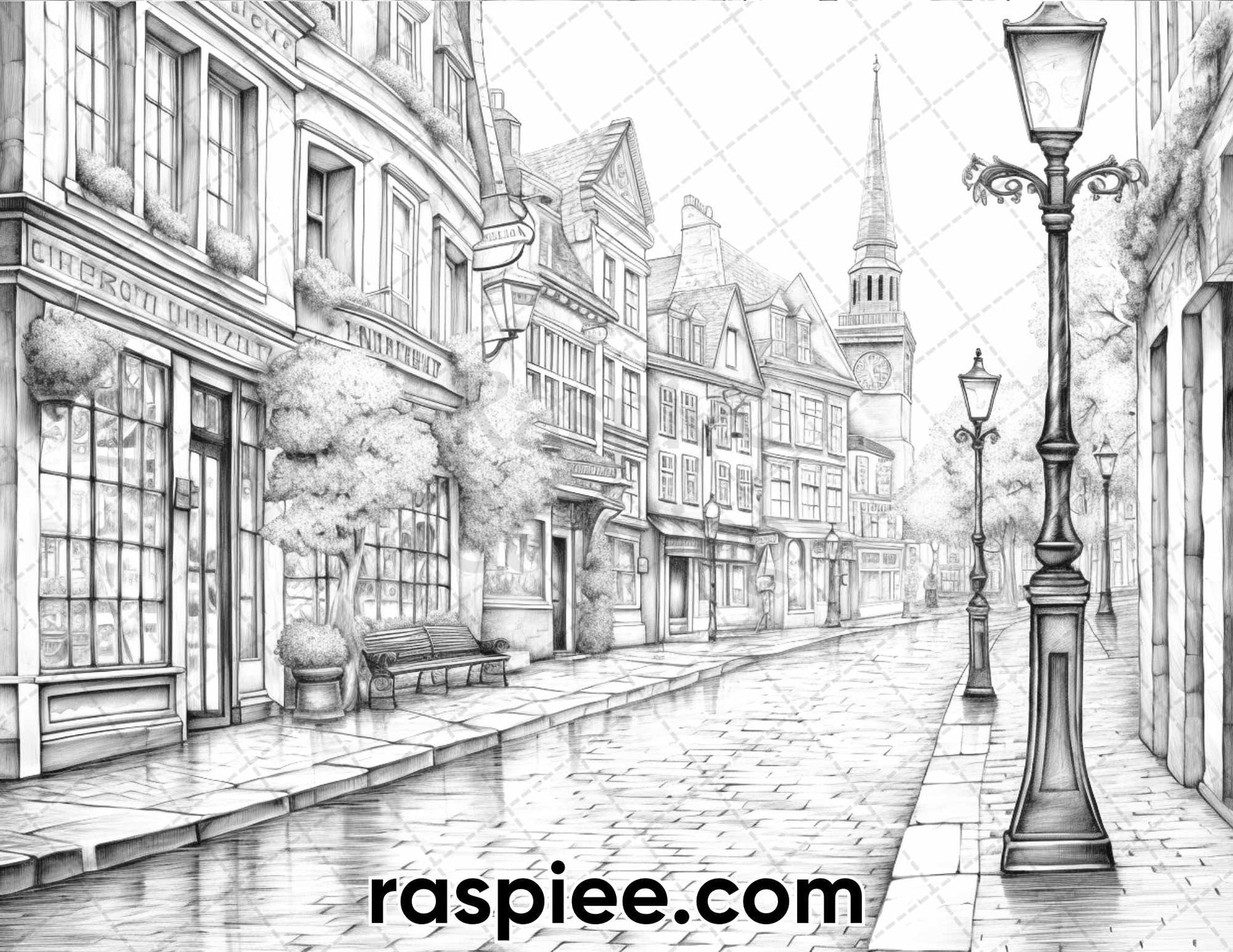 Spring rainy day landscapes grayscale adult coloring pages printab â coloring