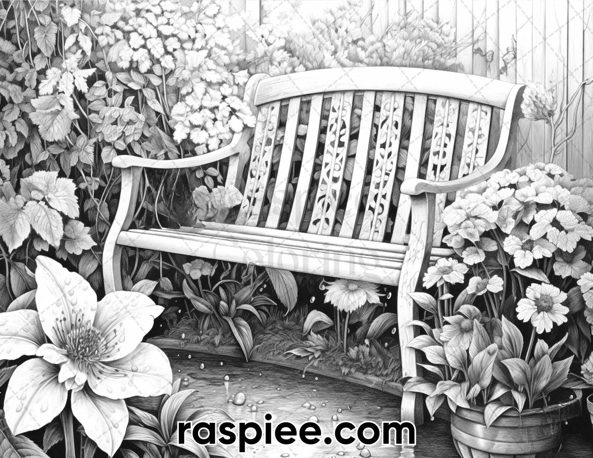 Spring rainy day landscapes grayscale adult coloring pages printab â coloring