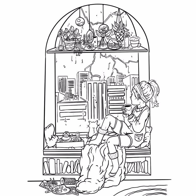 Rainy day coloring page drawn by me feel free to print and color at home rdoodles