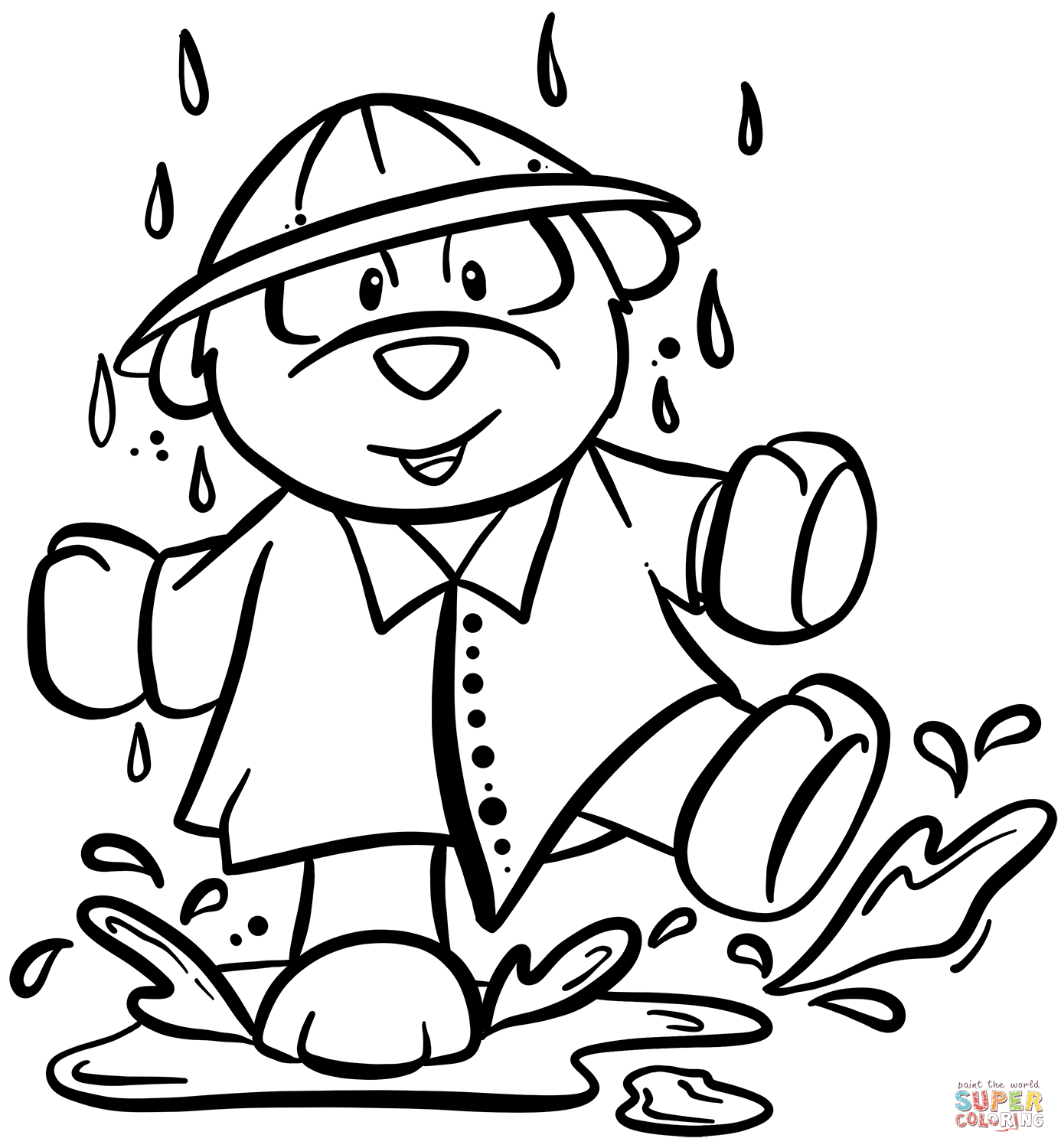 Bear in a rainy day coloring page free printable coloring pages