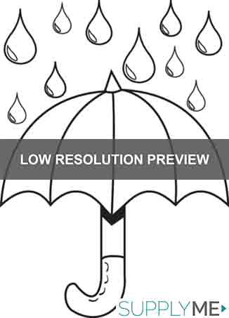 Printable umbrella with raindrops spring coloring page â