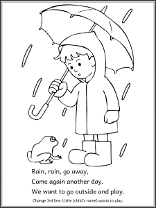Rain rain go away coloring pages and printable activities
