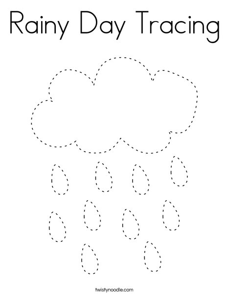 Rainy day tracing coloring page