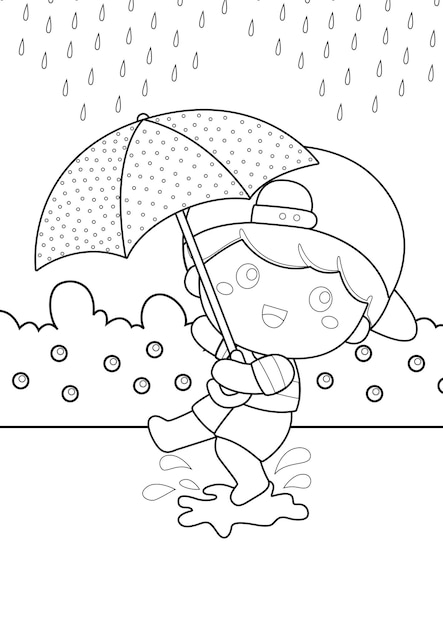 Rainy day coloring pages vectors illustrations for free download