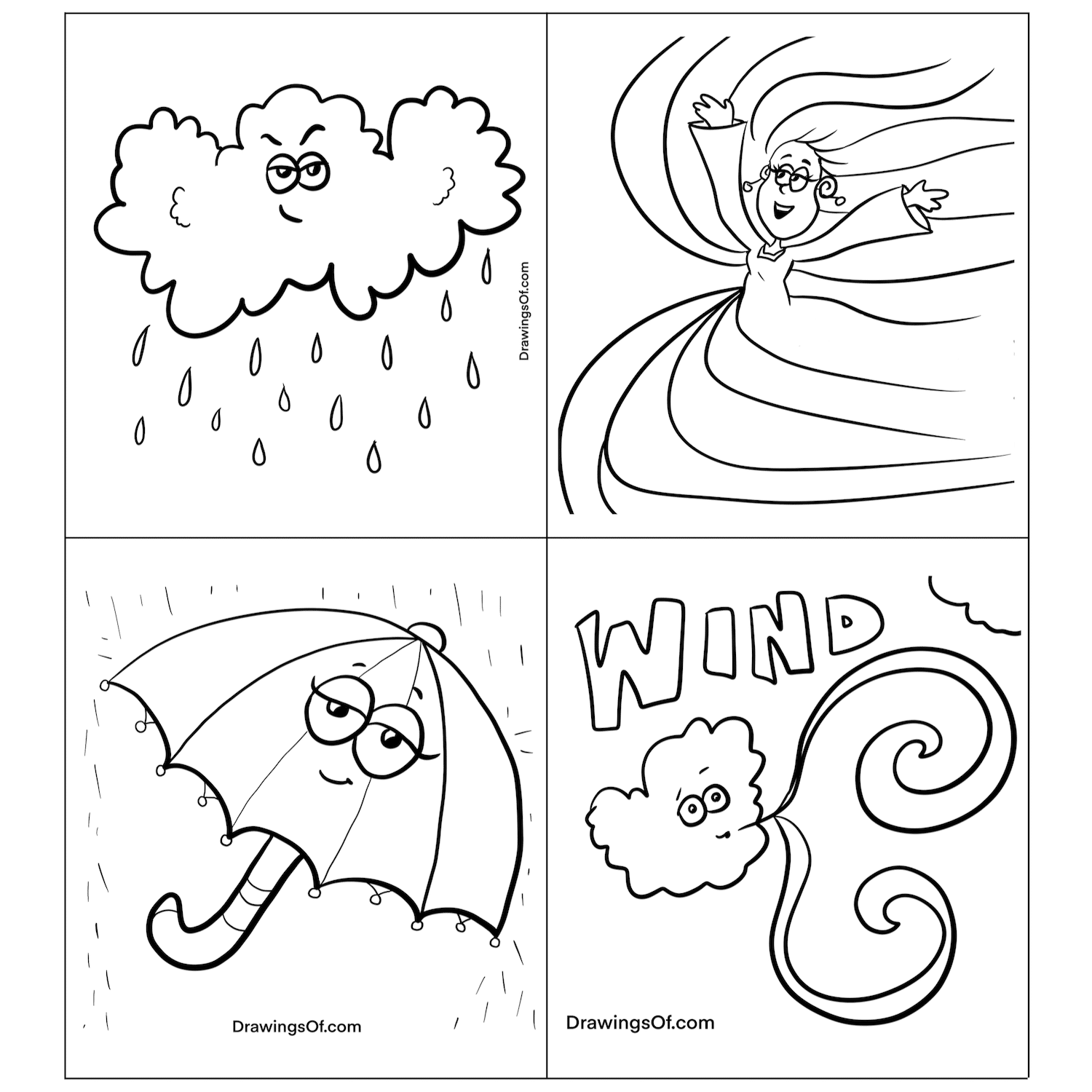 Weather coloring pages free printable sheets