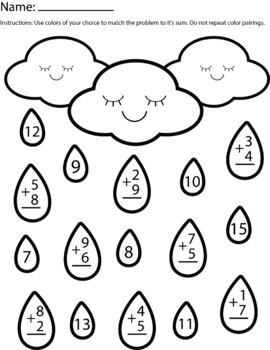 Rainy day math coloring sheet by jess vanessa tpt