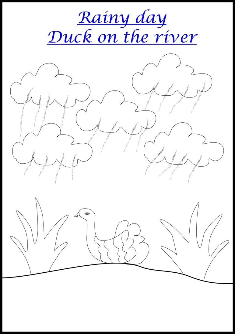 Raining coloring page for kids