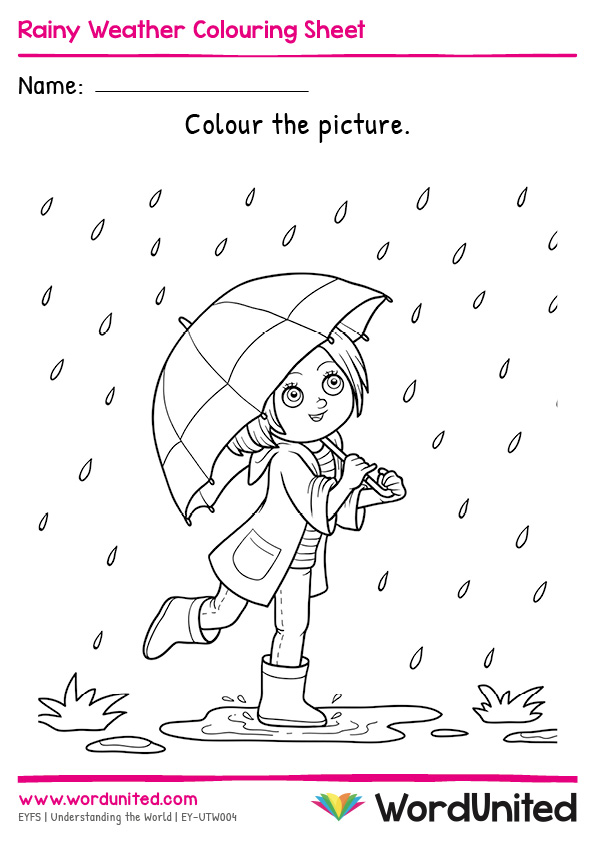 Rainy weather colouring sheet