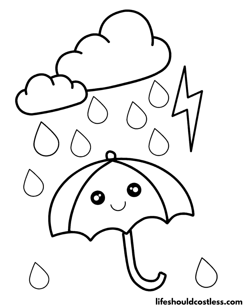 Rain coloring pages free printable pdf templates