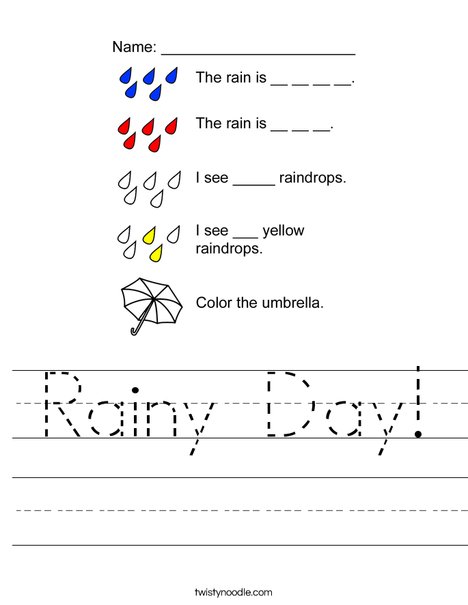 Rainy day worksheet