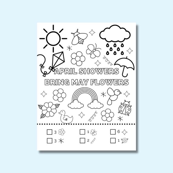 Kids printable coloring sheet rainy day activity april activity april coloring sheet activity sheet