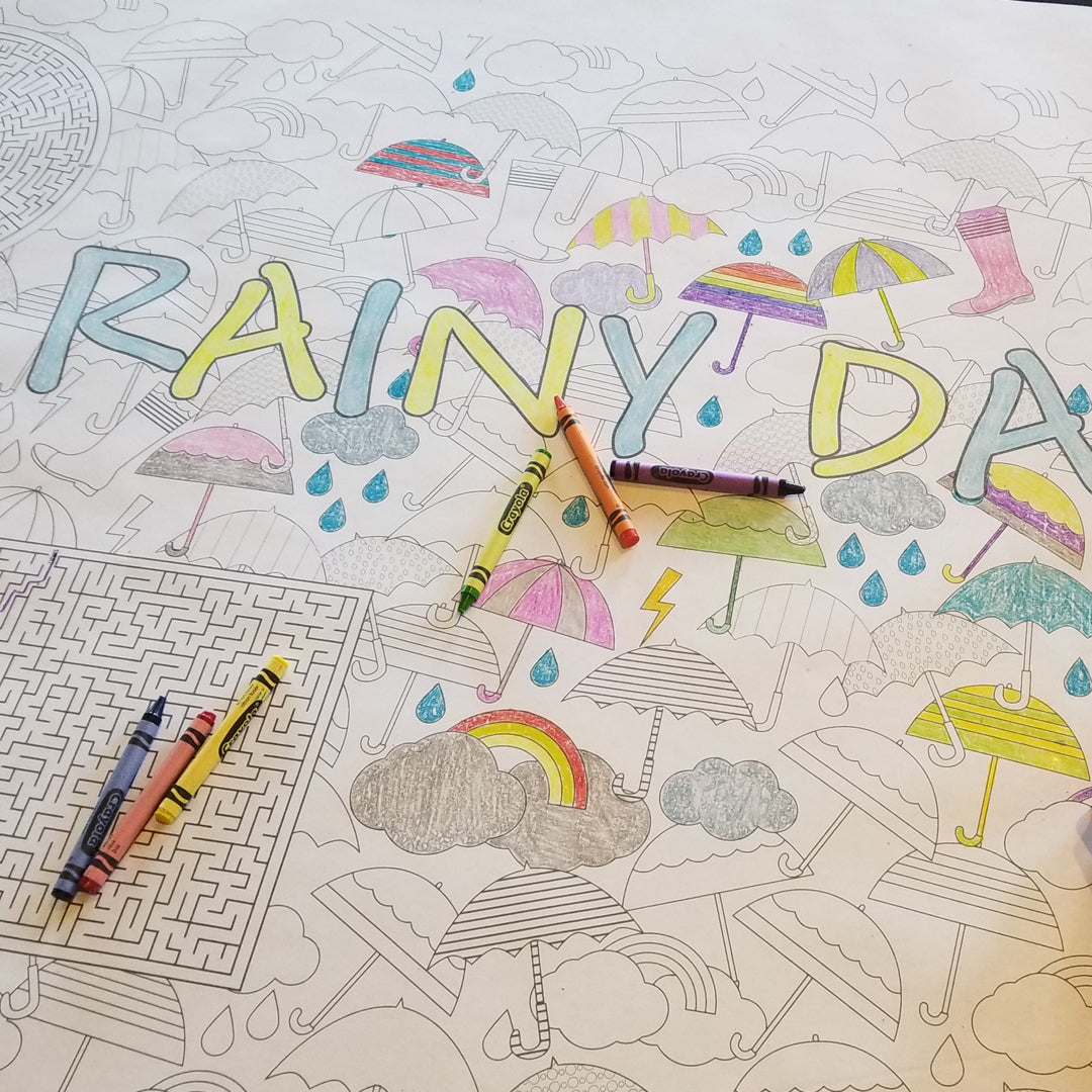 Rainy day table top coloring banner â