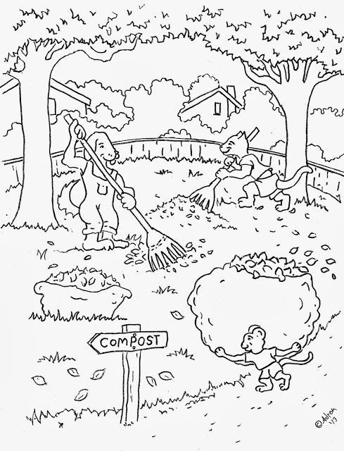 Coloring page animals rake leaves see more like it at my blog httpcoloringpagesbymradâ fall leaves coloring pages space coloring pages fall coloring pages