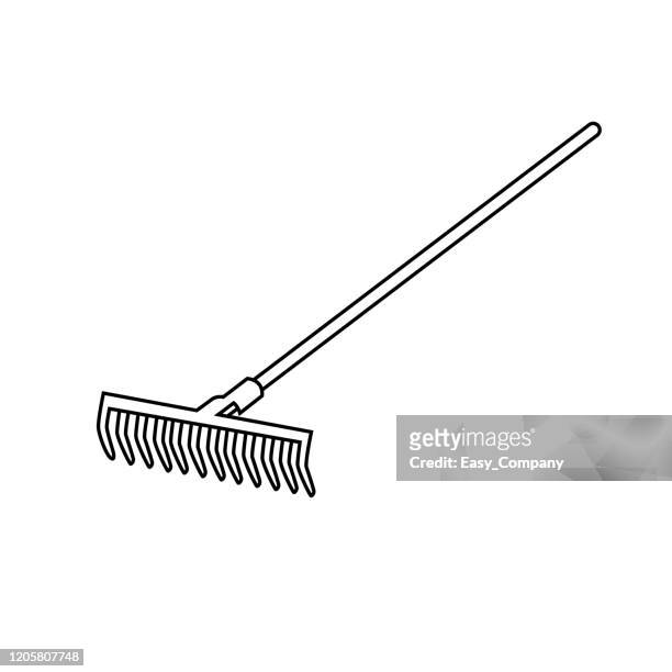 Vector illustration of rake isolated on white background for kids coloring book high