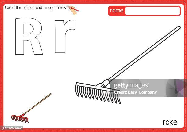Vector illustration of rake isolated on white background for kids coloring book high