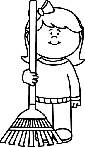 Black and white girl with a rake black and white girl kids scrapbook black and white