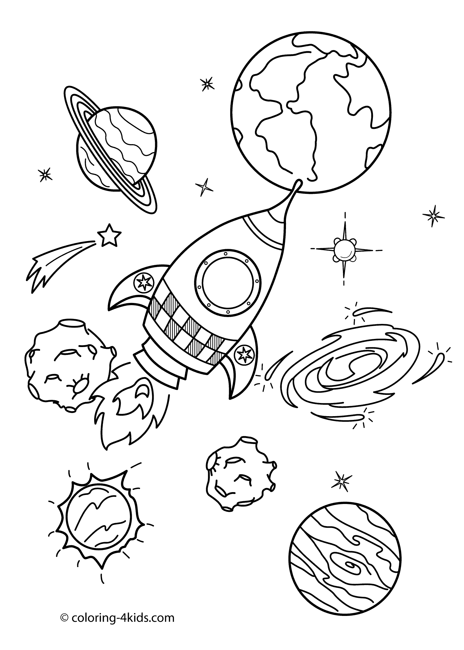 Space coloring pages for kids with rocket printable free planet coloring pages space coloring sheet space coloring pages