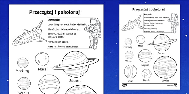 Dzieå kosmosu karta pracy dla dzieci