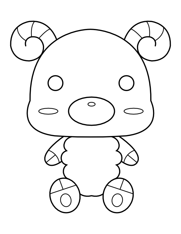 Printable kawaii ram coloring page