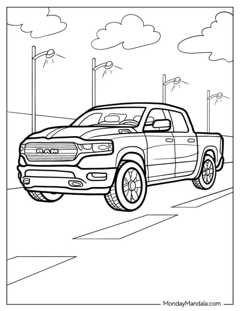 Truck coloring pages free pdf printables