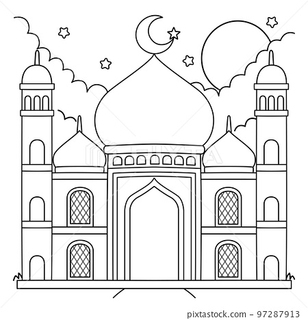 Ramadan mosque coloring page for kids