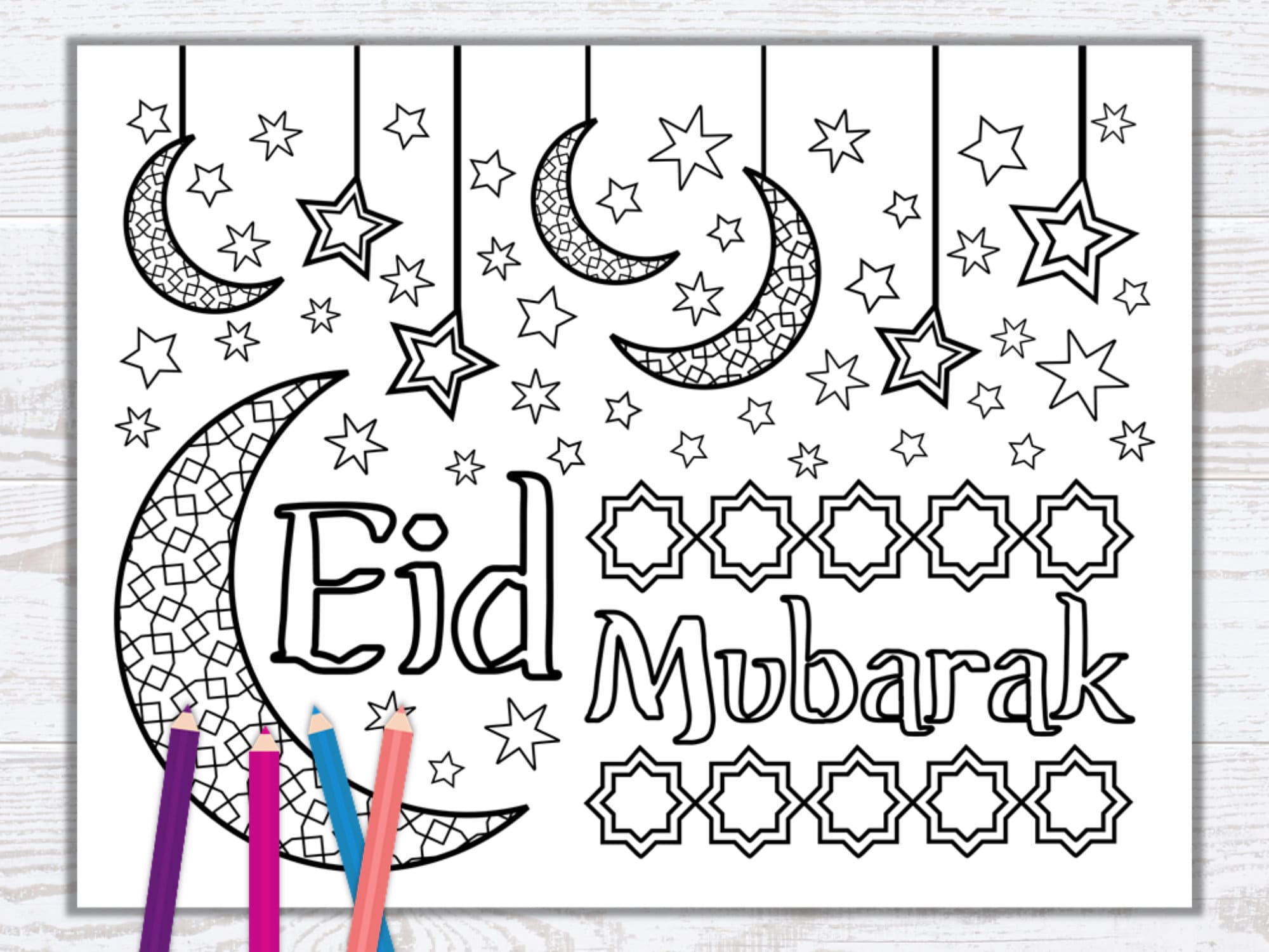 Eid mubarak coloring page ramadan eid activity printable pdf islamic coloring sheet pdf instant download