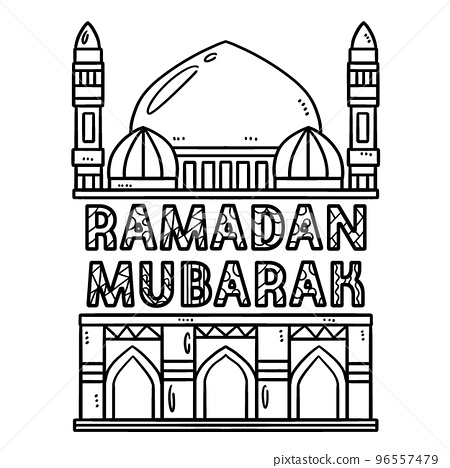 Ramadan mubarak isolated coloring page for kids