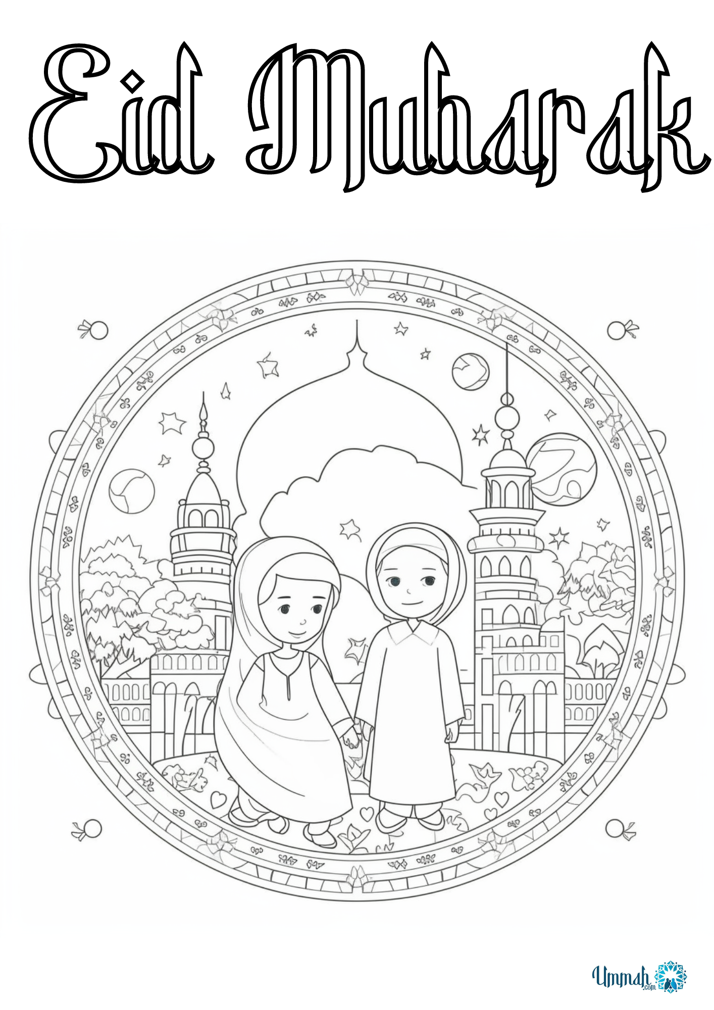 Free printable eid mubarak coloring pages for kids