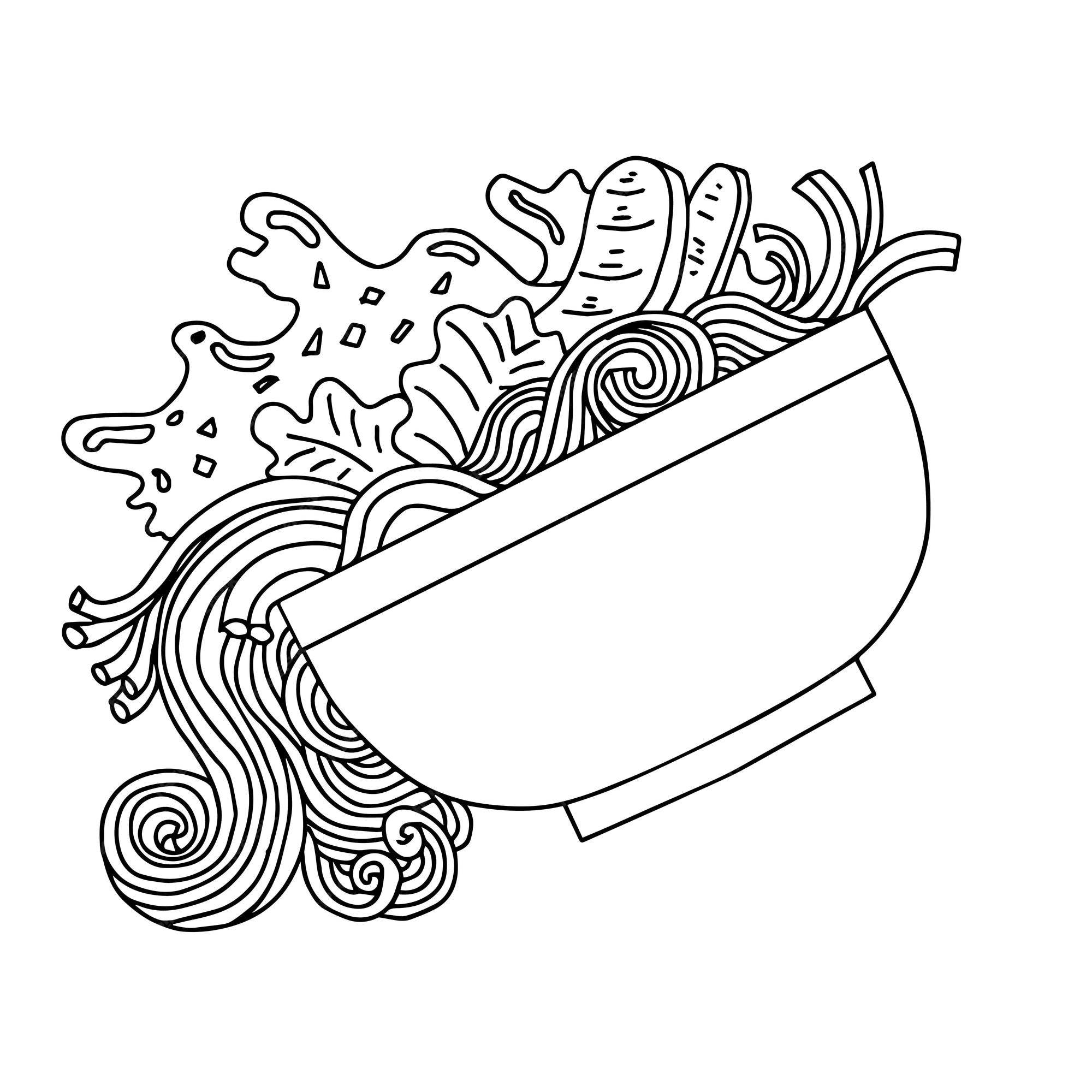 Premium vector design noodle ramen coloring page outline art