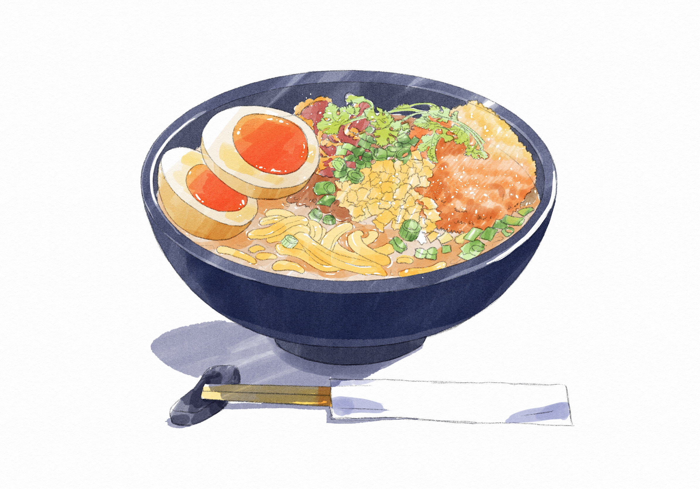 Draw ramen using traditional media with clip studio paint by meomeongungu