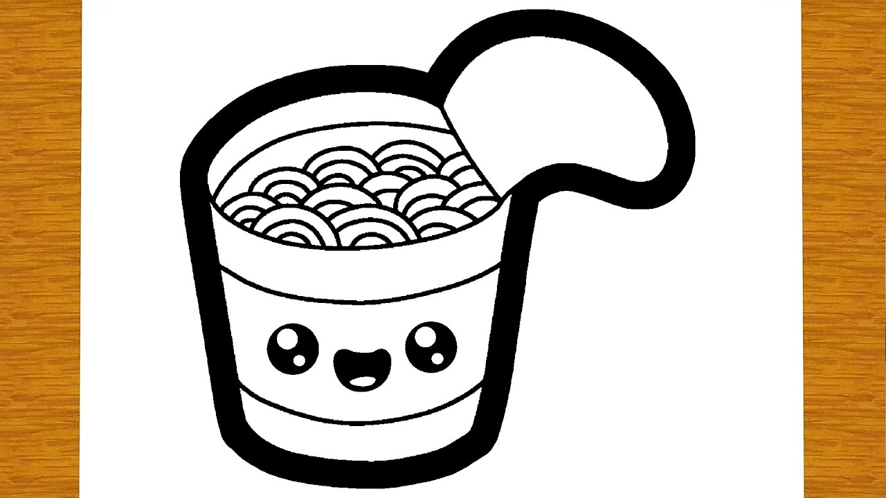 How to draw a cute cup of raen instant noodles easy drawings