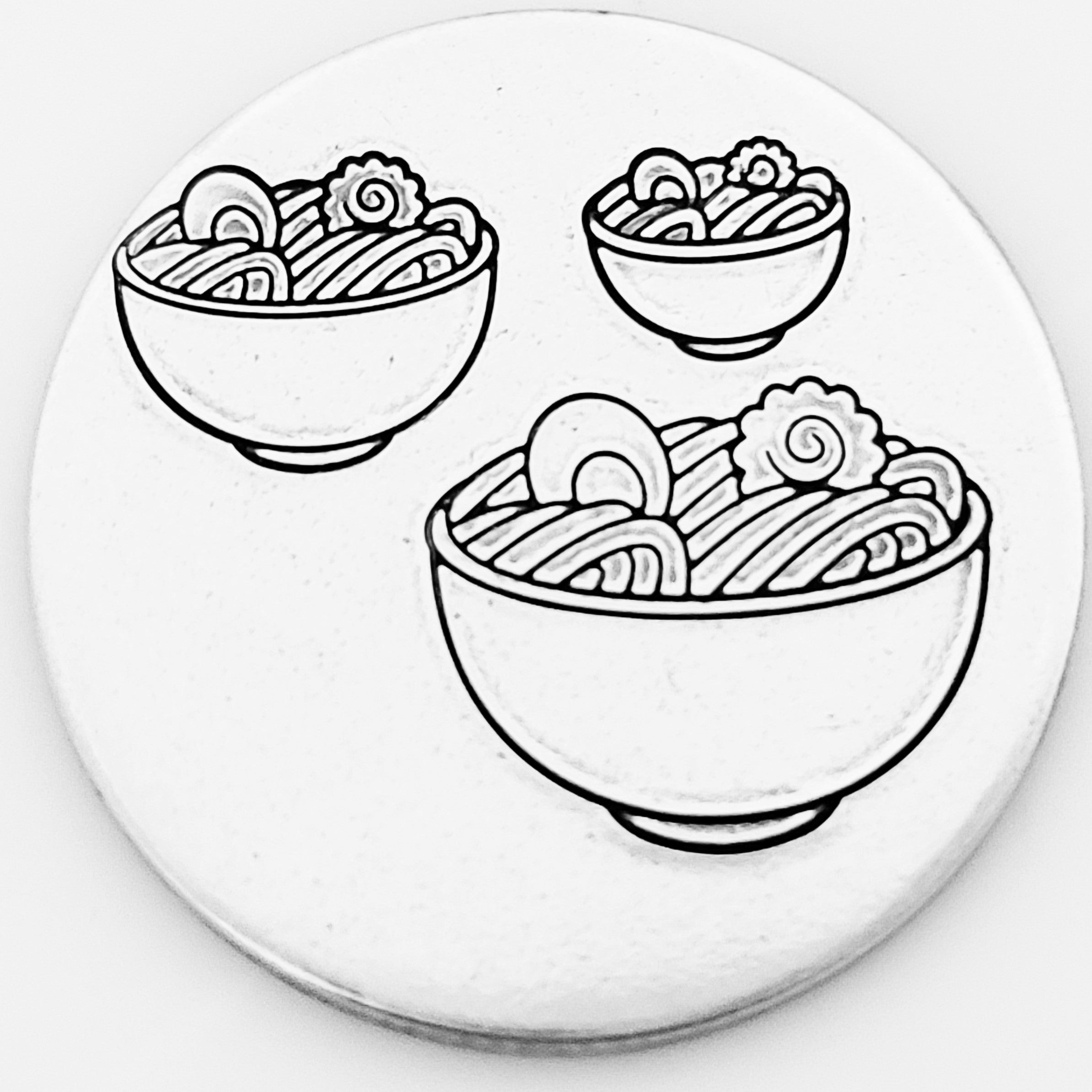 Ramen bowl metal design stamp by font fixation