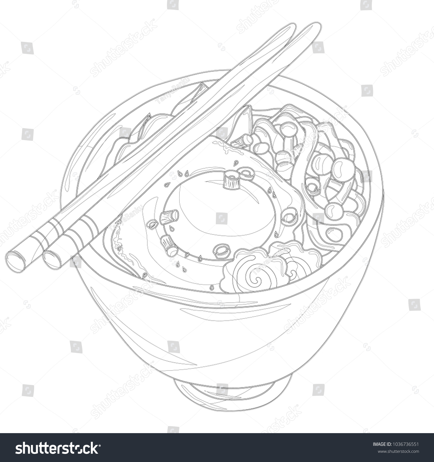 Ramen noodles bowl egg fish cakes stock vector royalty free