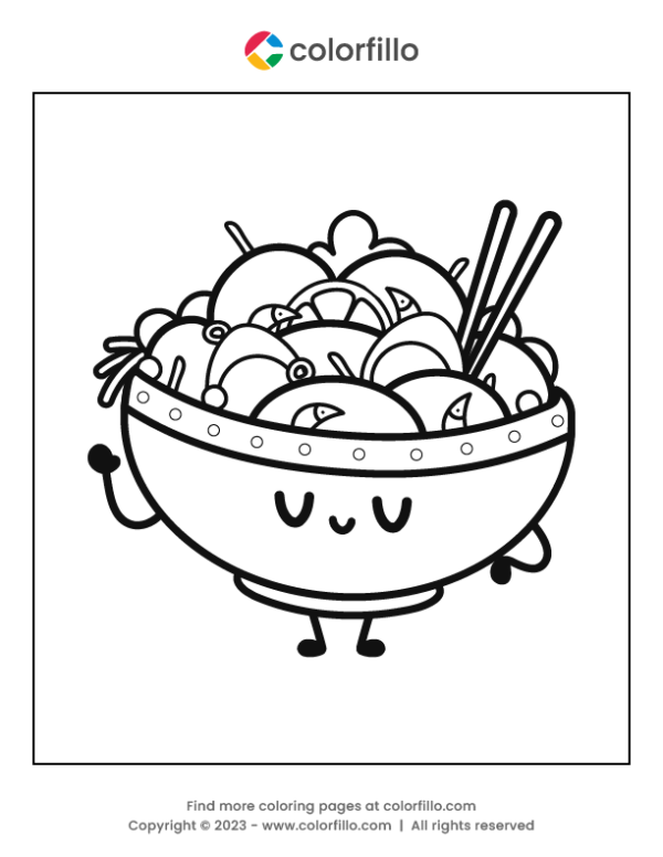 Free online ramen bowl coloring page