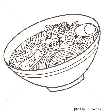 Illustration of junk food ramen monochrome