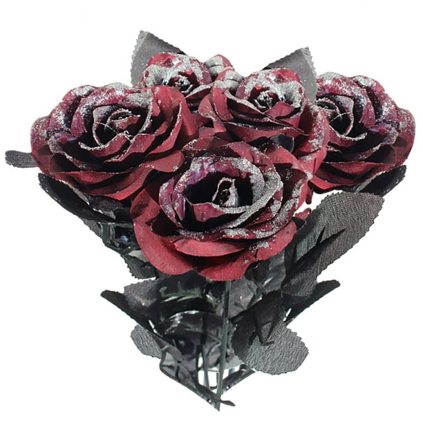 Ramo de flores artificiales gãtis para halloween rama de rosa de sangre rosas negras plantas falsas decoraciãn de halloween