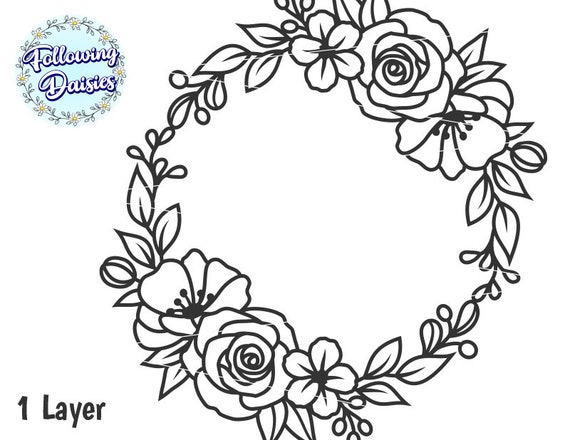 Buy floral wreath in svg floral frame monogram wreath flower wreath wreath clipart paper cut template svg files for cricut and silhouette online in india