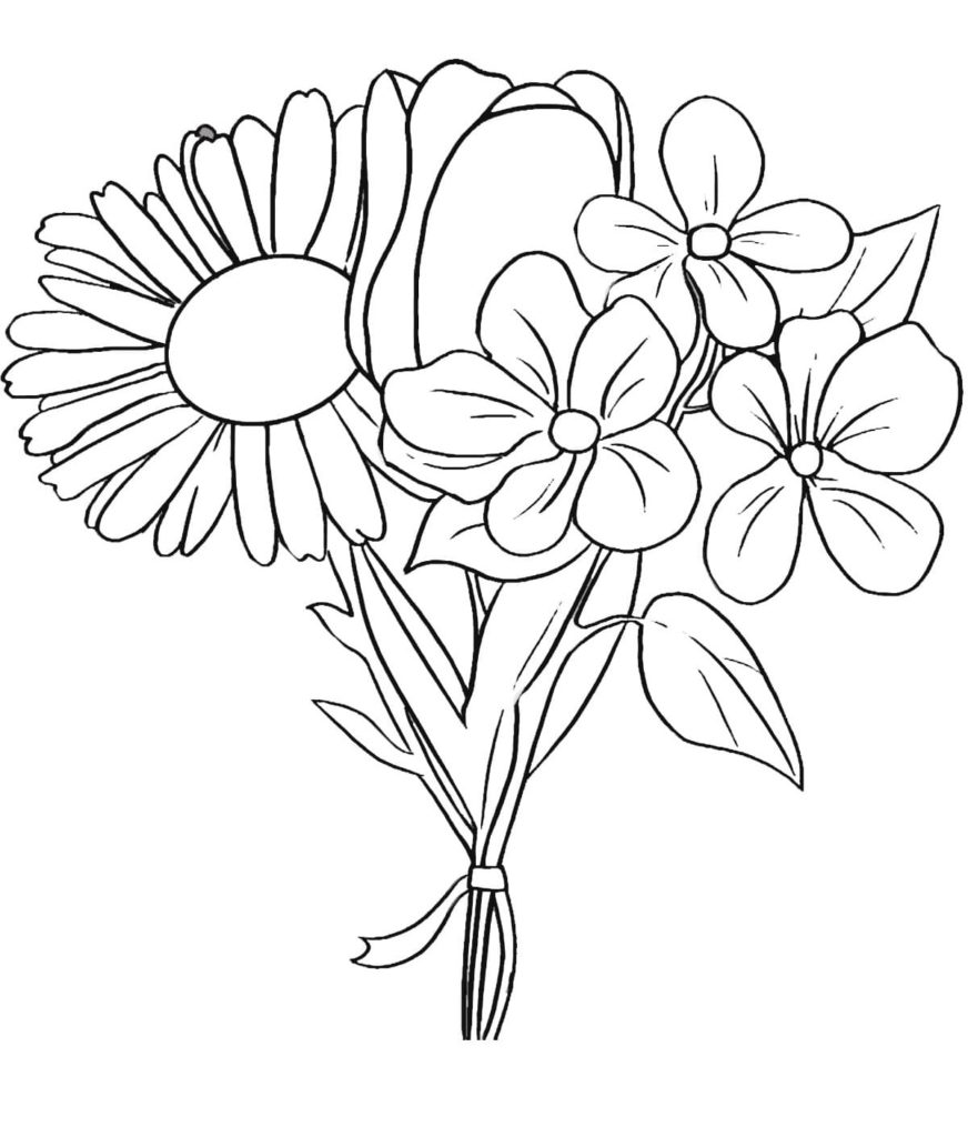 Dibujos de ramo de flores para colorear