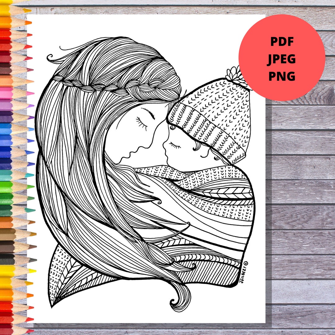 Buy mother child coloring pages mothers day printable instant download pdf jpeg and png with transparent background online in india