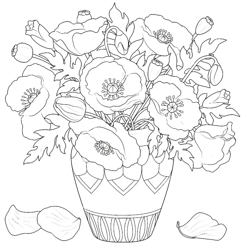 Dibujos de ramo de flores para colorear