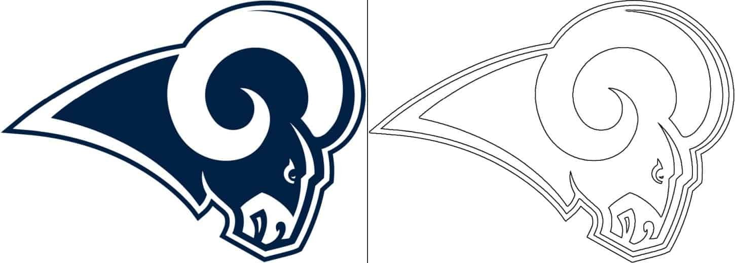 Los angeles rams logo with sample coloring page