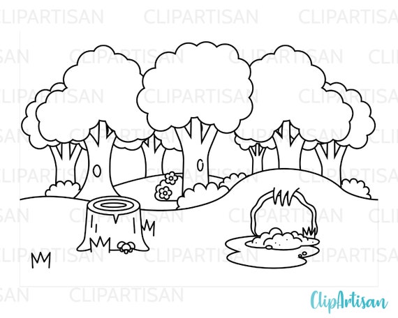 Animal background scene clip art woodland animal coloring page african animals clipart landscape biomes png instant download