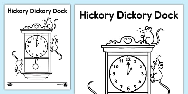 Hickory dickory dock coloring page teacher