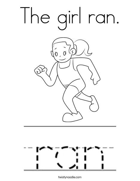 The girl ran coloring page