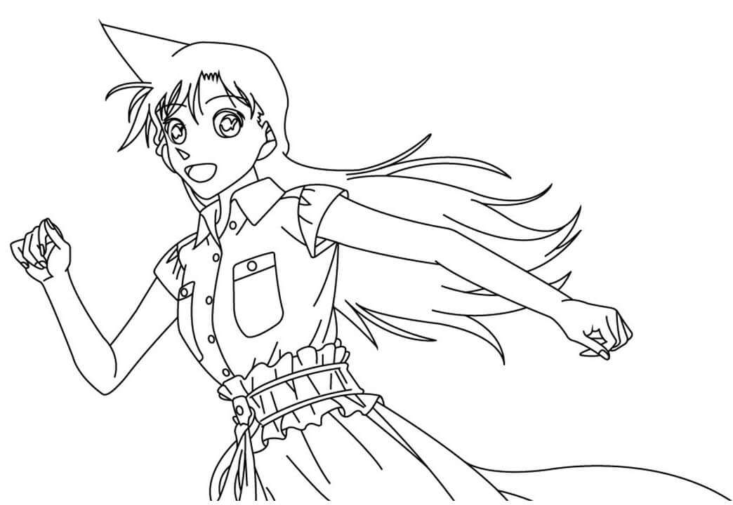 Ran is running coloring page