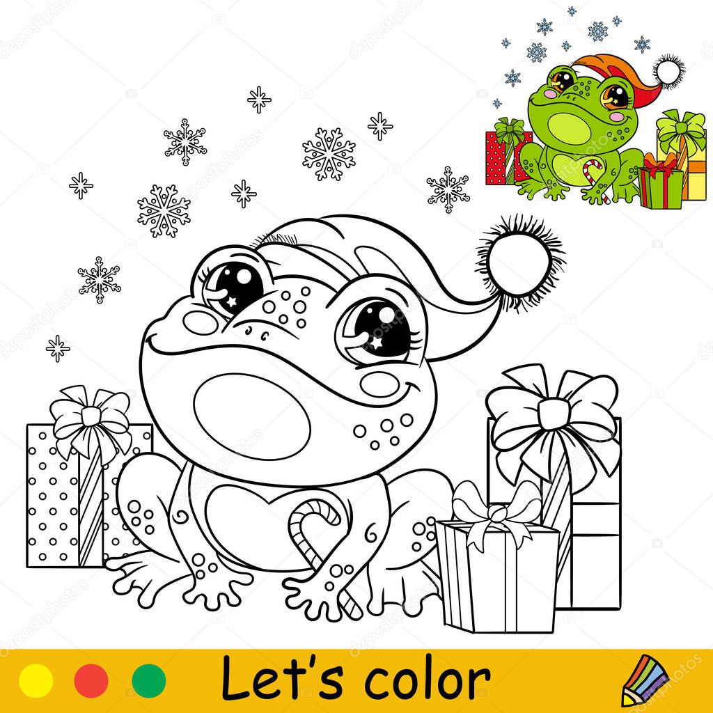 Colorear lindo feliz navidad rana vector ilustraciãn vector de stock de alinart